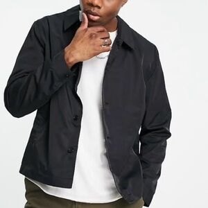 ASOS Men's Black Long Sleeve Lightweight Nylon Boxy Coach Jacket Size 2XL